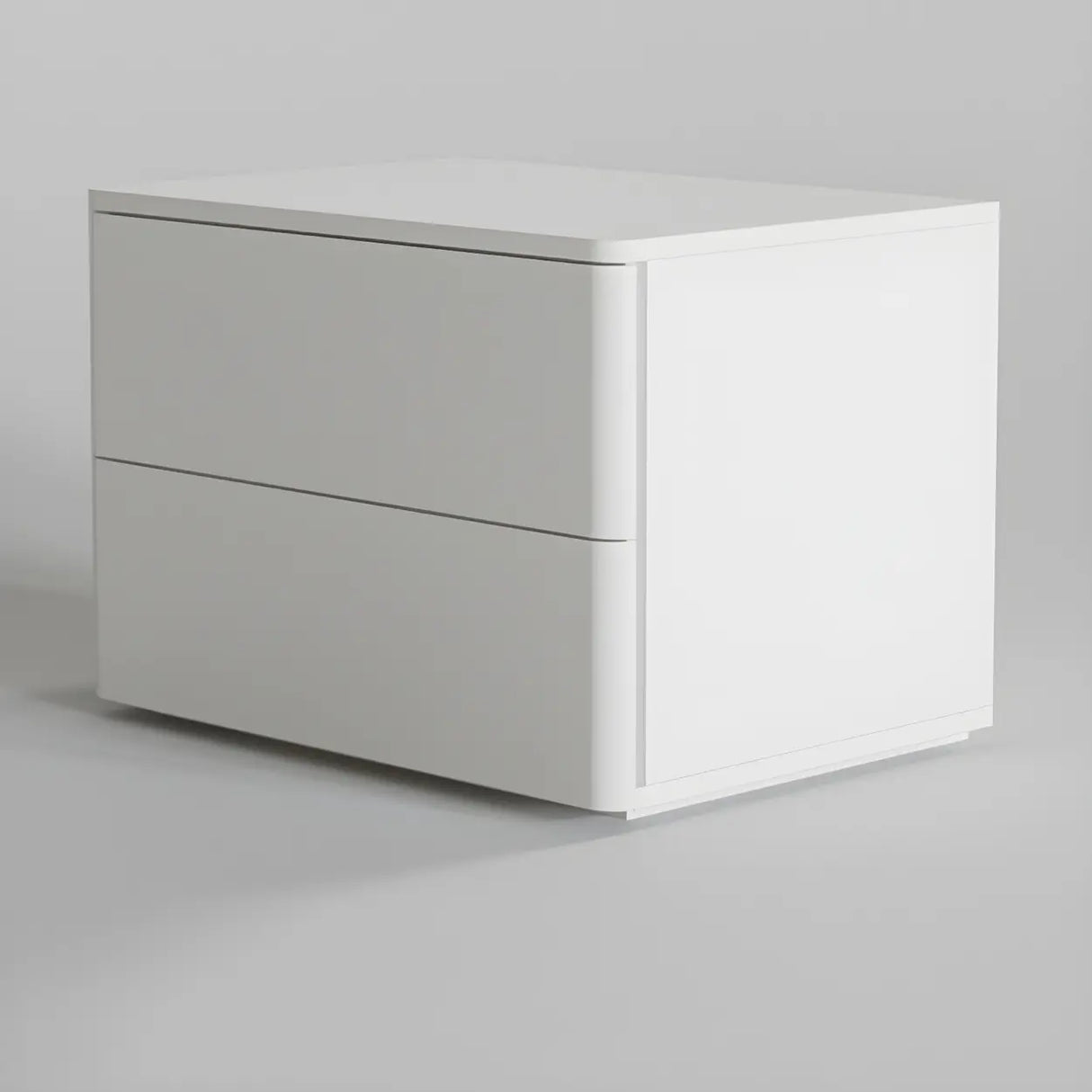 Rectangular Wood White Storage 2-Drawers Nightstand Image - 2