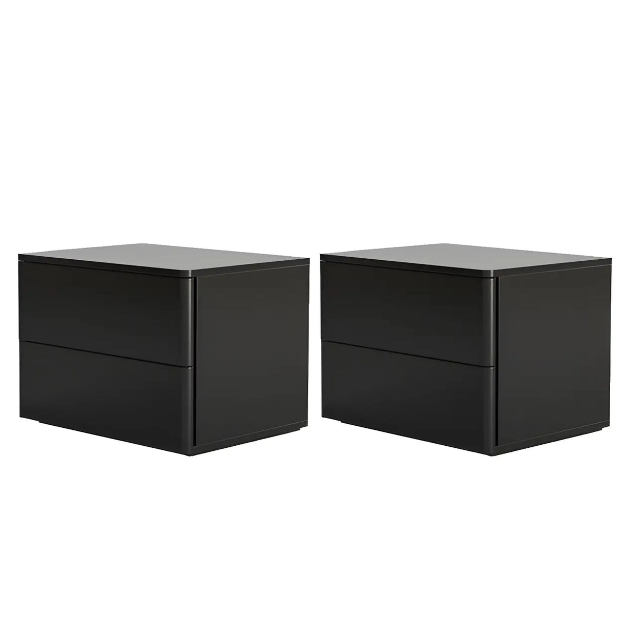 Rectangular Wood White Storage 2-Drawers Nightstand Image - 11