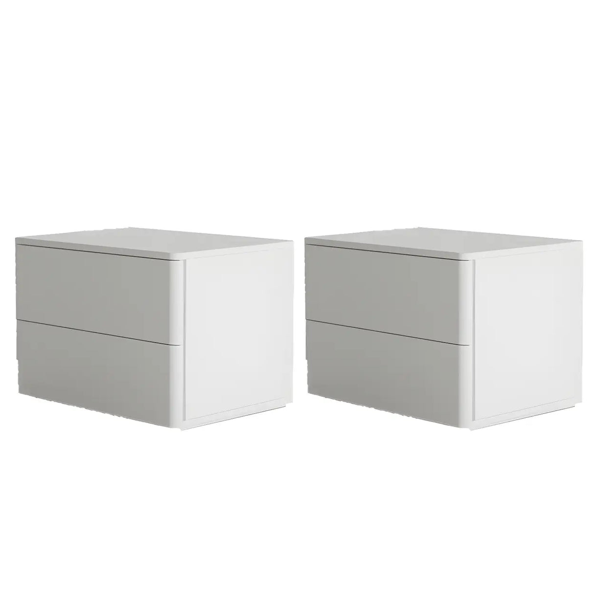 Rectangular Wood White Storage 2-Drawers Nightstand Image - 4