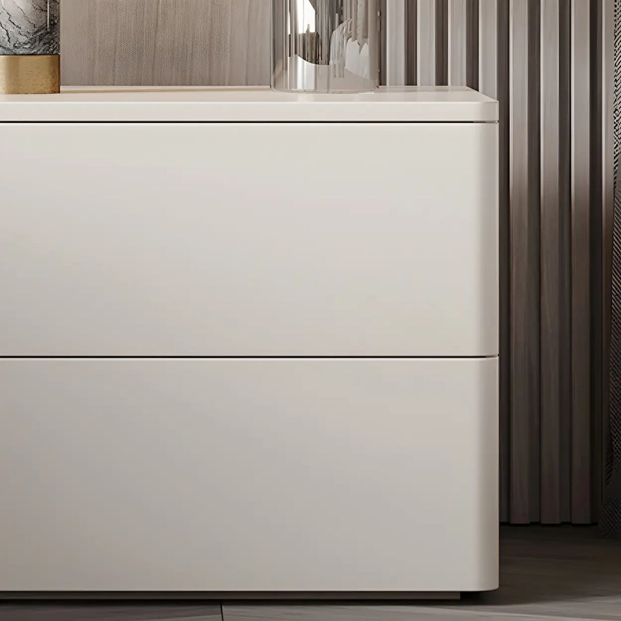 Rectangular Wood White Storage 2-Drawers Nightstand Image - 14