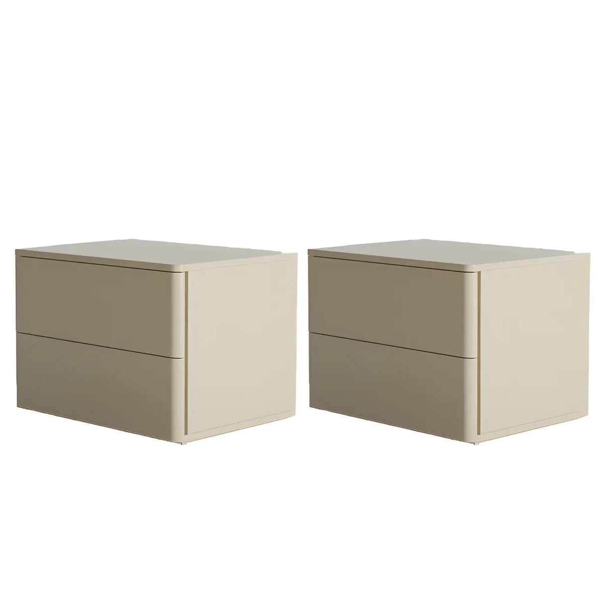Rectangular Wood White Storage 2-Drawers Nightstand Image - 7