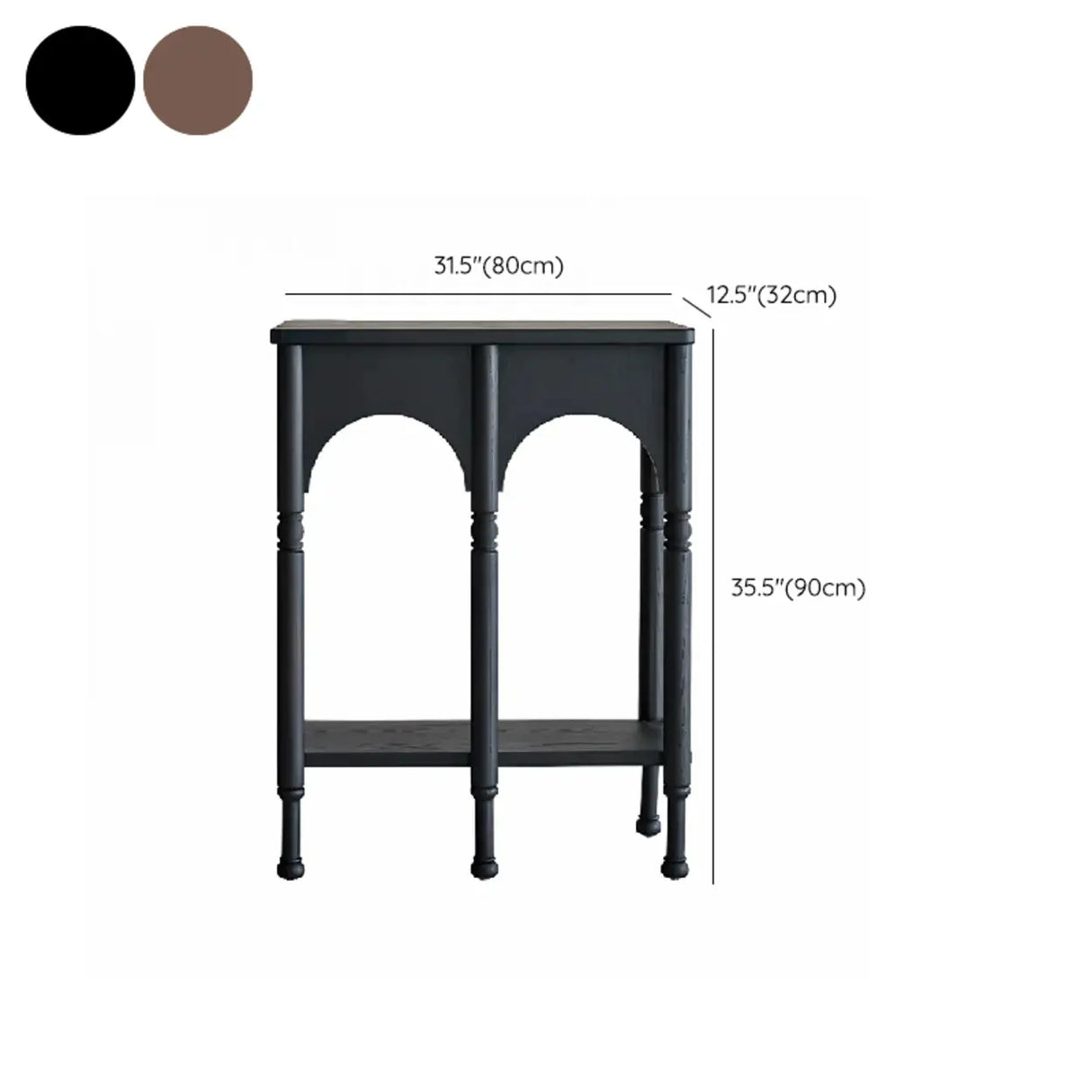 Rectangular Wooden Brown Console Table with Shelves Image - 11