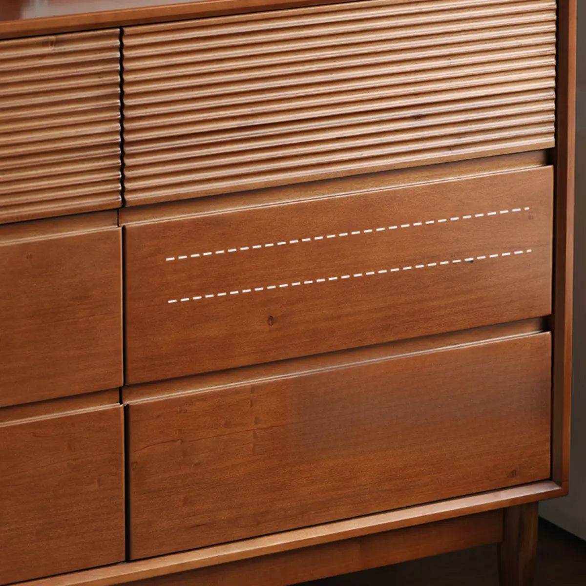 Rectangular Wooden Brown Storage Dresser with Drawers Image - 7