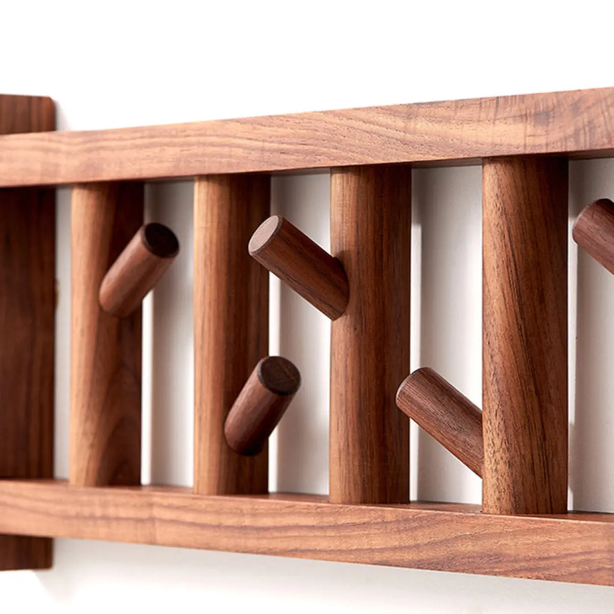 Rectangular Wooden Dark Brown Floating Mount Coat Rack Image - 10