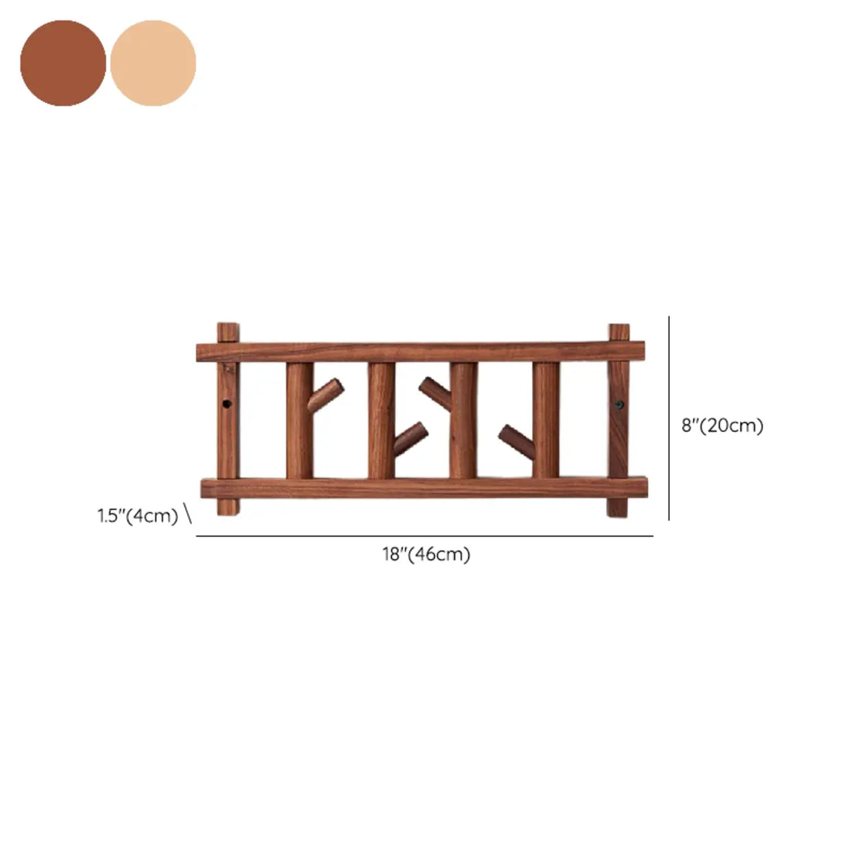 Rectangular Wooden Dark Brown Floating Mount Coat Rack Image - 12