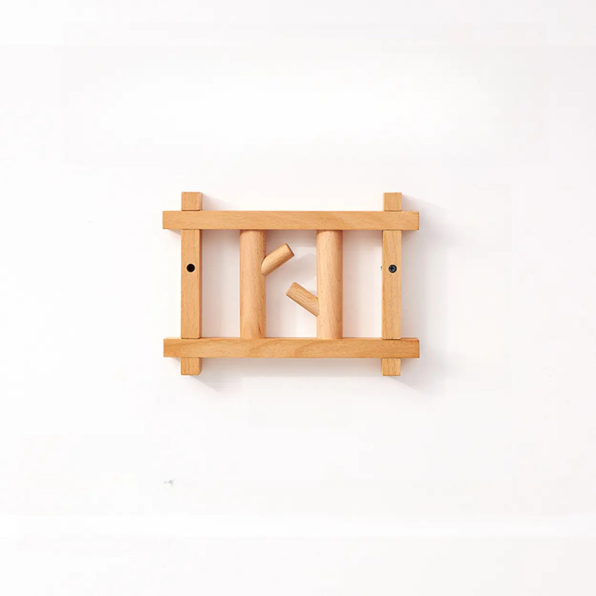 Rectangular Wooden Dark Brown Floating Mount Coat Rack Image - 6