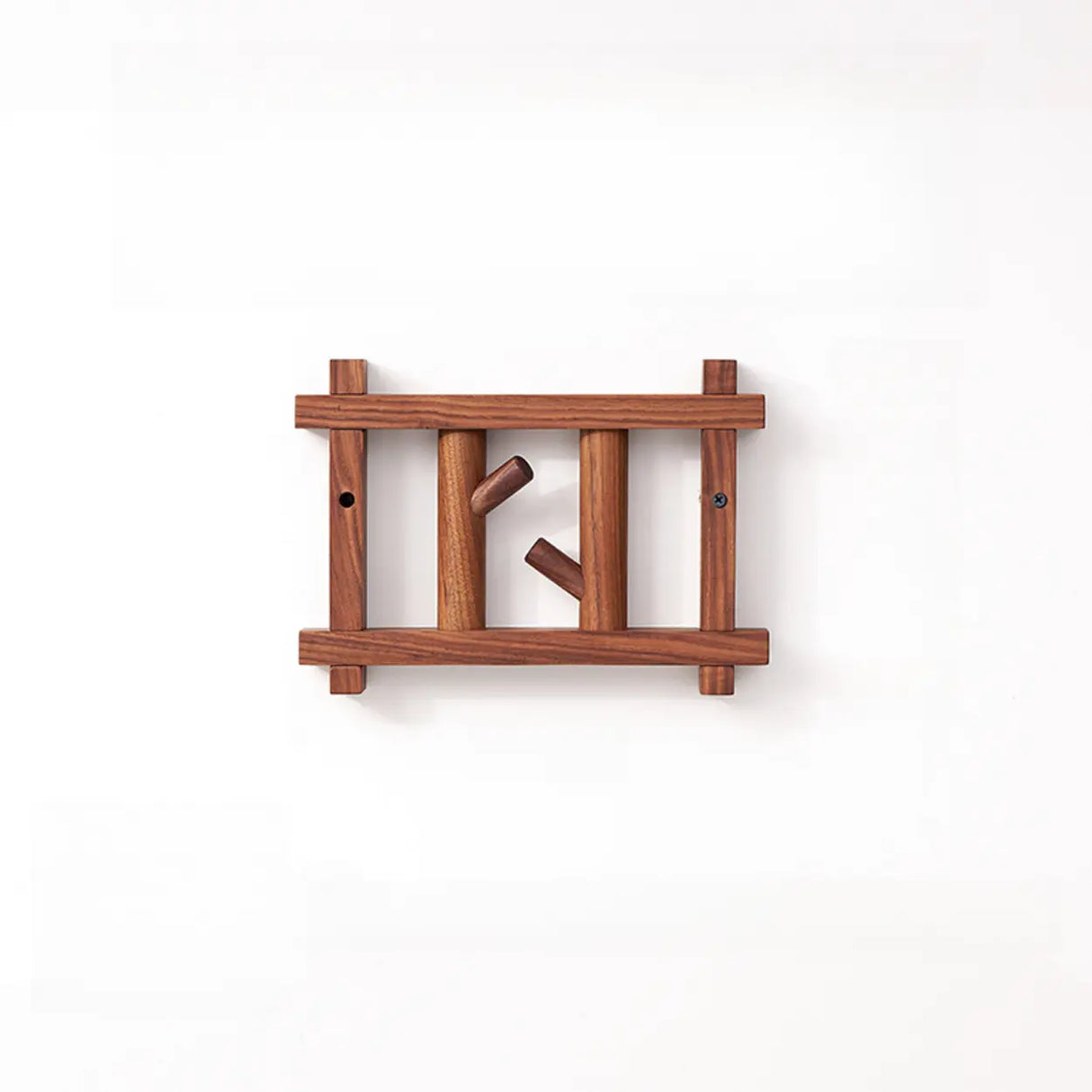 Rectangular Wooden Dark Brown Floating Mount Coat Rack Image - 7