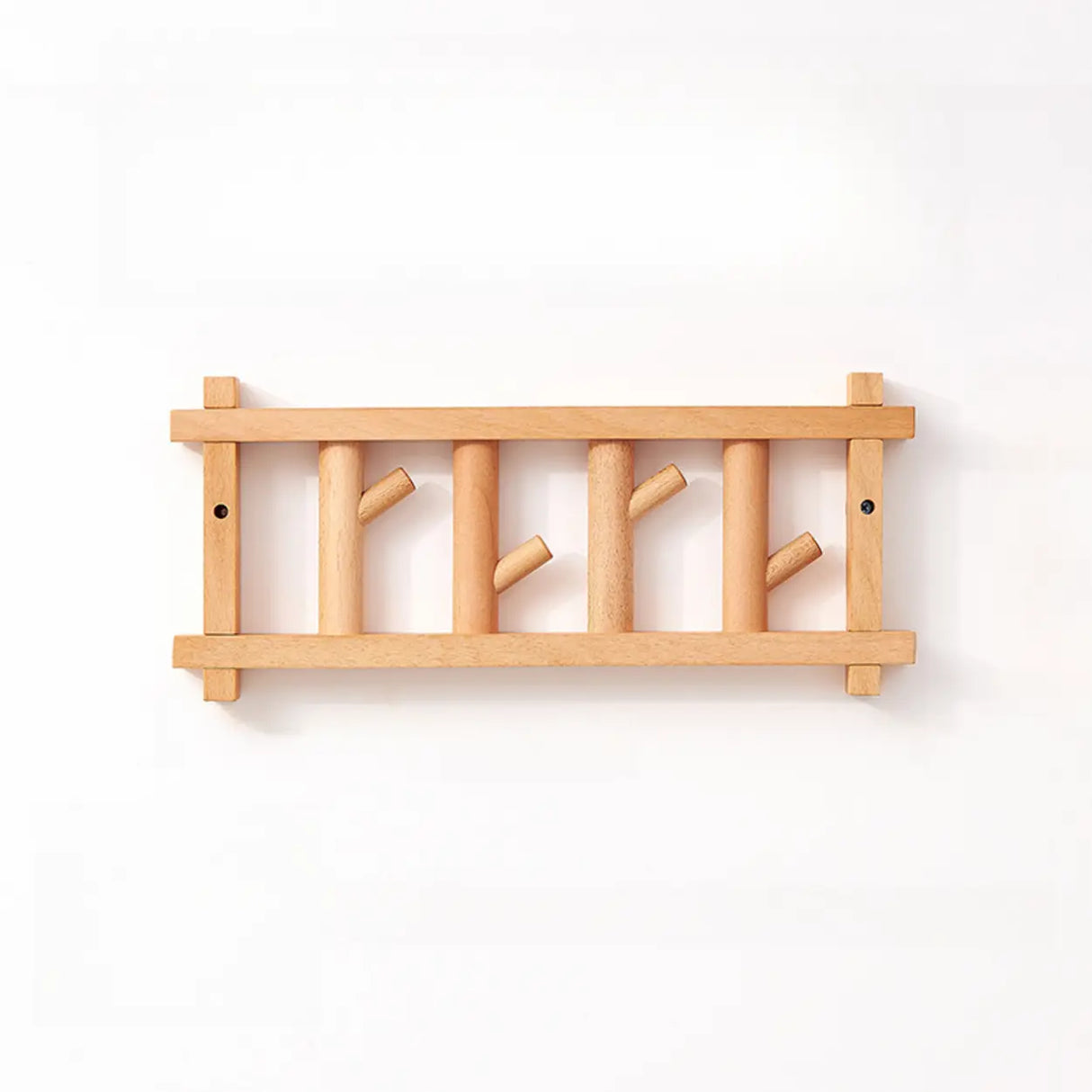 Rectangular Wooden Dark Brown Floating Mount Coat Rack Image - 8