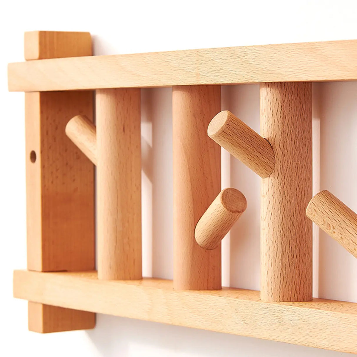 Rectangular Wooden Dark Brown Floating Mount Coat Rack Image - 9