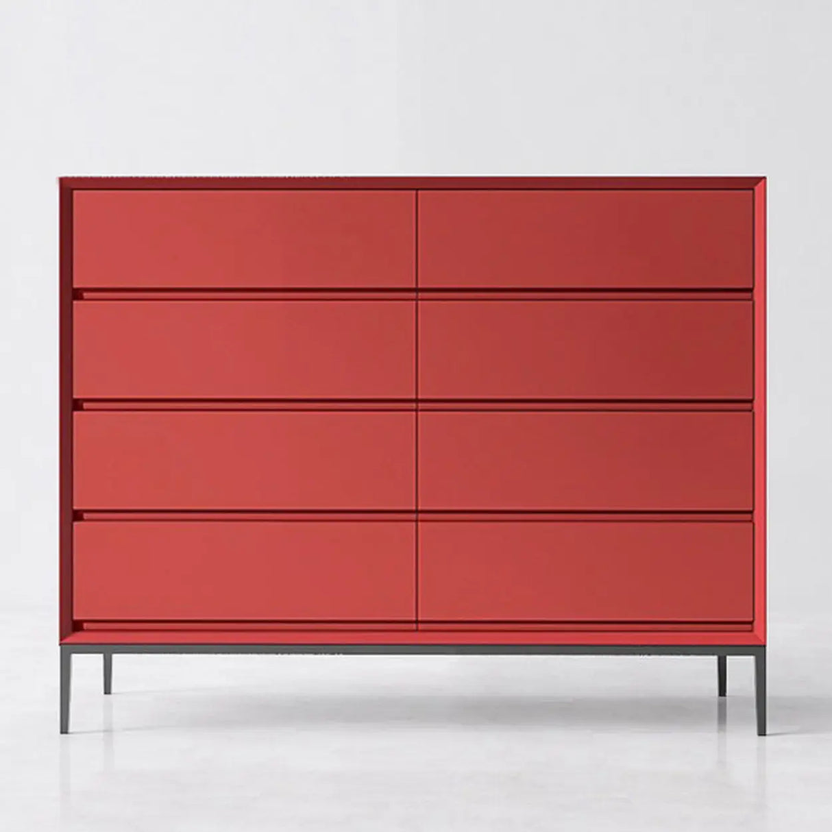 Red Finish Wooden Horizontal Dresser for Drawers Image - 14