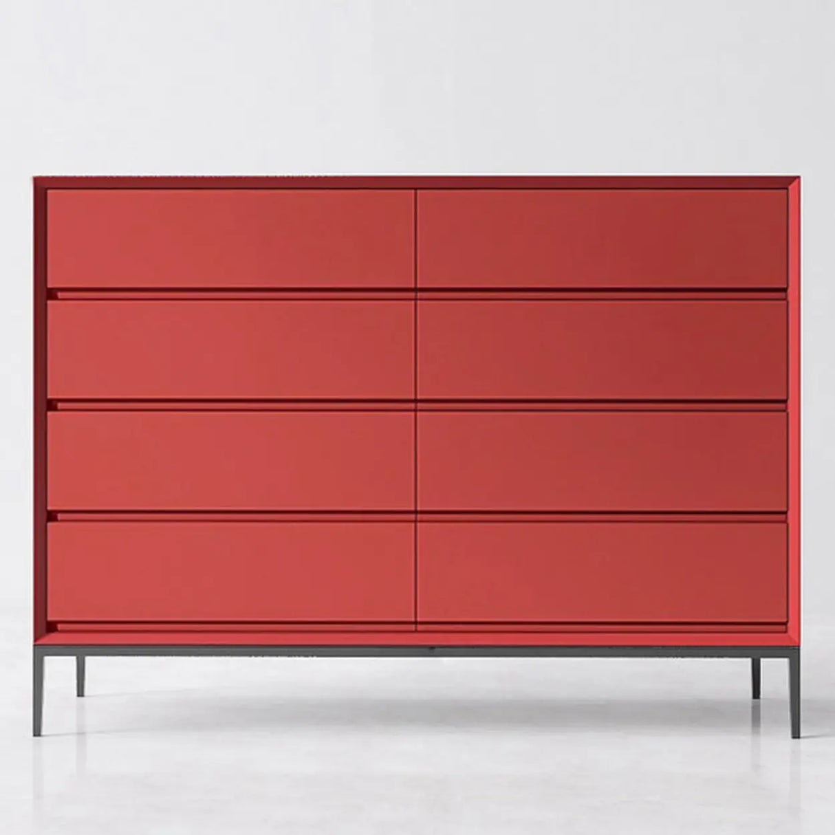 Red Finish Wooden Horizontal Dresser for Drawers Image - 15