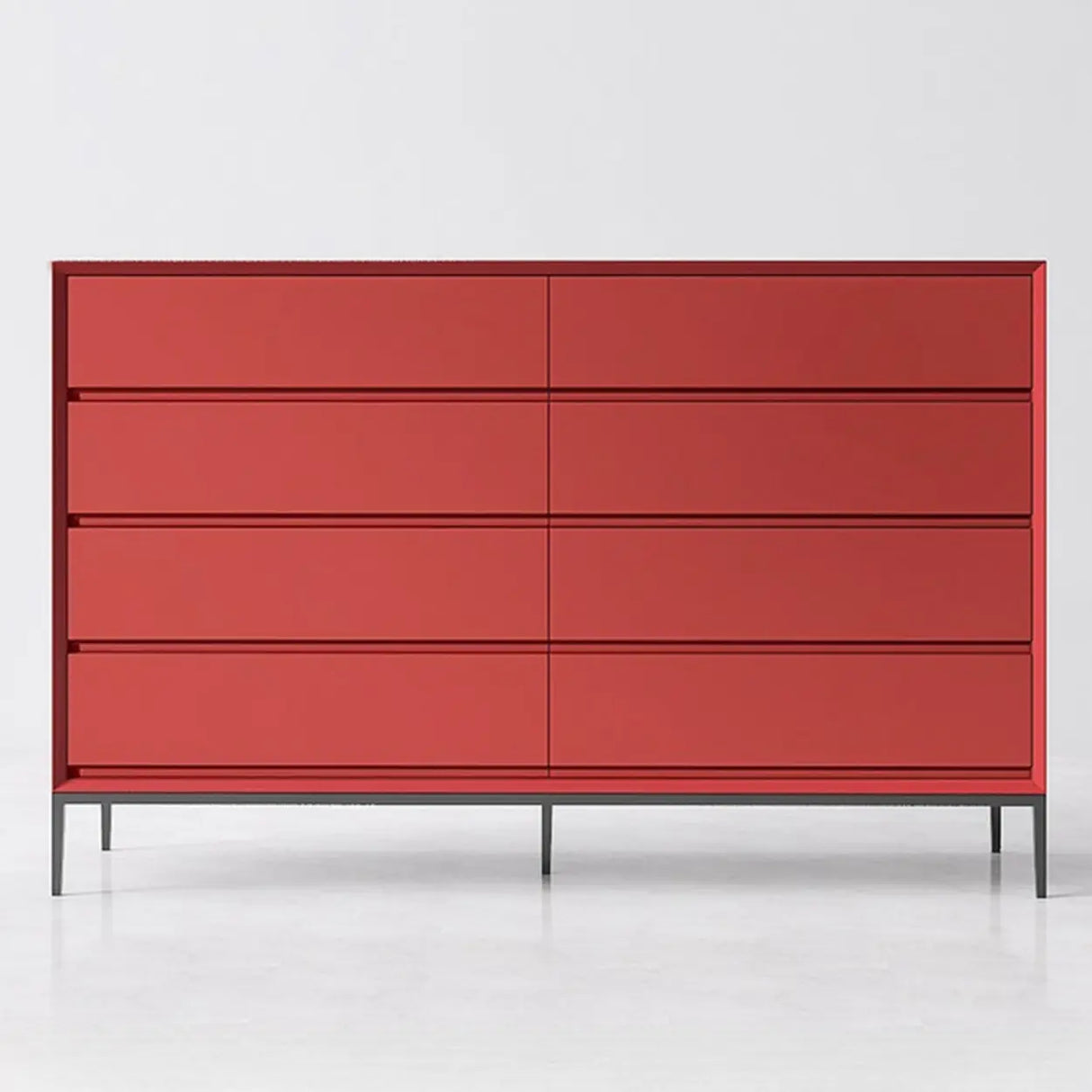 Red Finish Wooden Horizontal Dresser for Drawers Image - 16