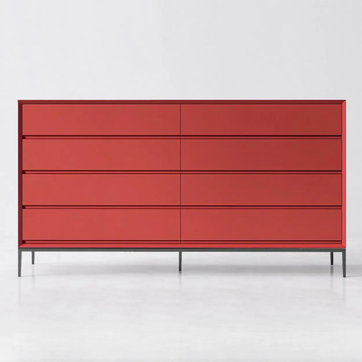 Red Finish Wooden Horizontal Dresser for Drawers Image - 17