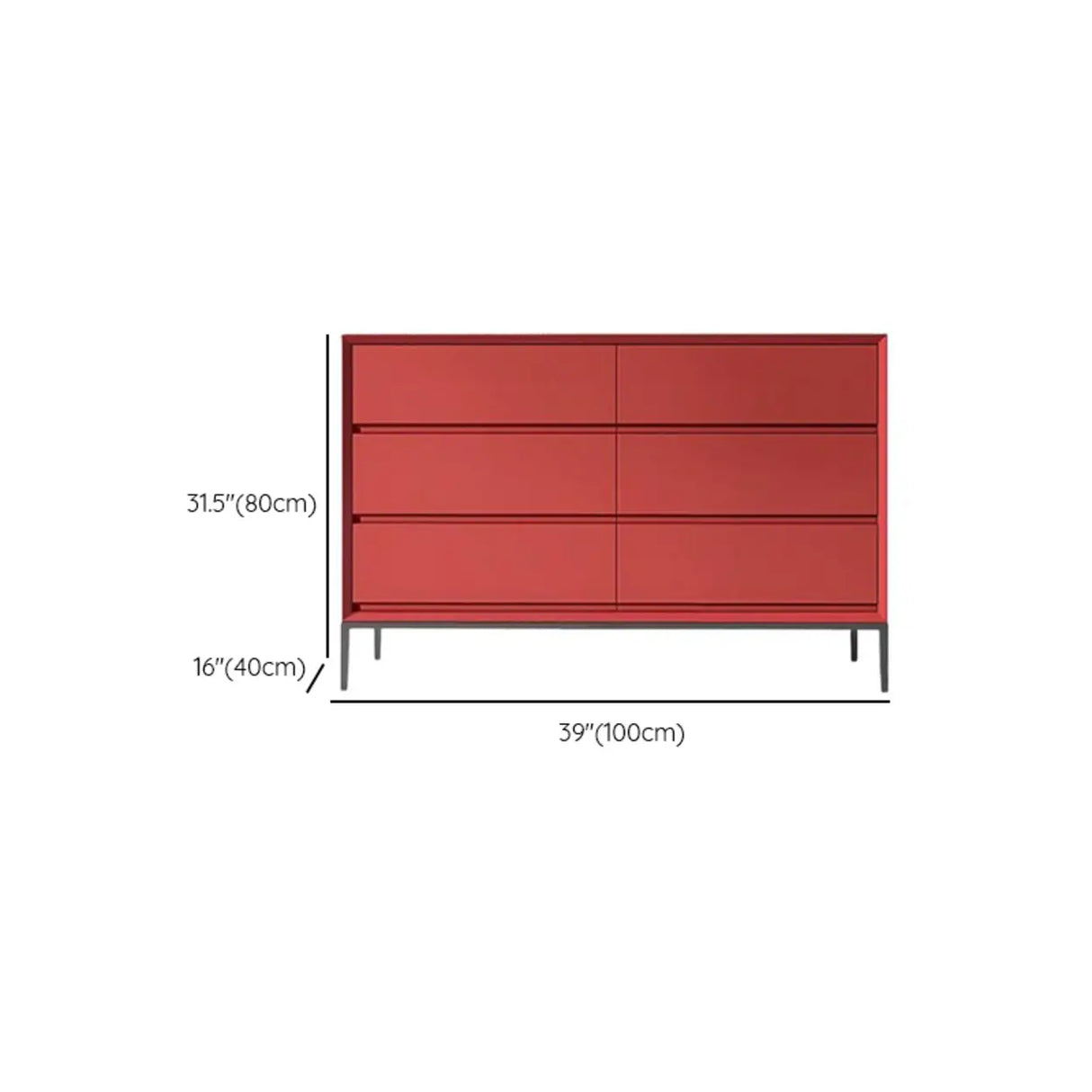 Red Finish Wooden Horizontal Dresser for Drawers Image - 20