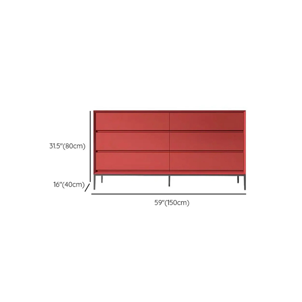 Red Finish Wooden Horizontal Dresser for Drawers Image - 21