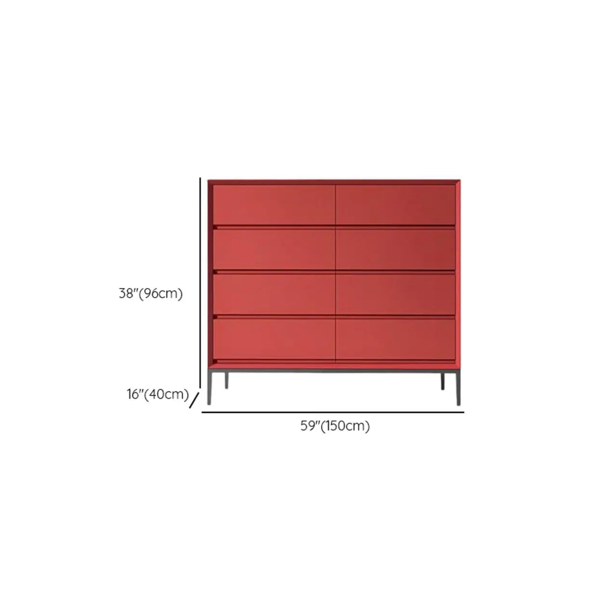 Red Finish Wooden Horizontal Dresser for Drawers Image - 25