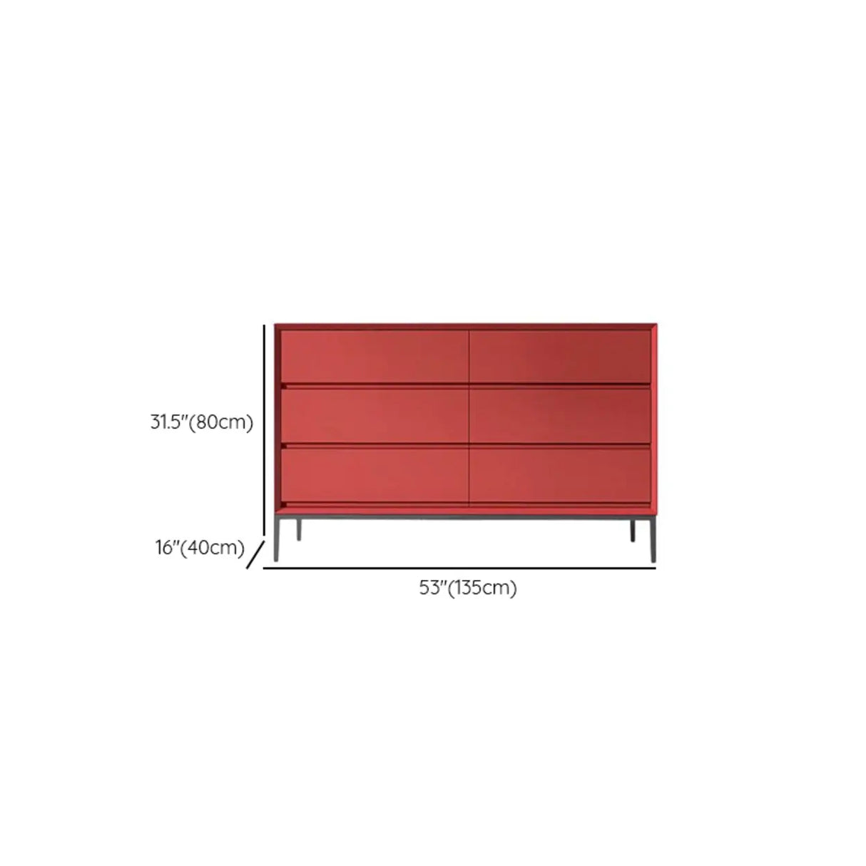 Red Finish Wooden Horizontal Dresser for Drawers Image - 27
