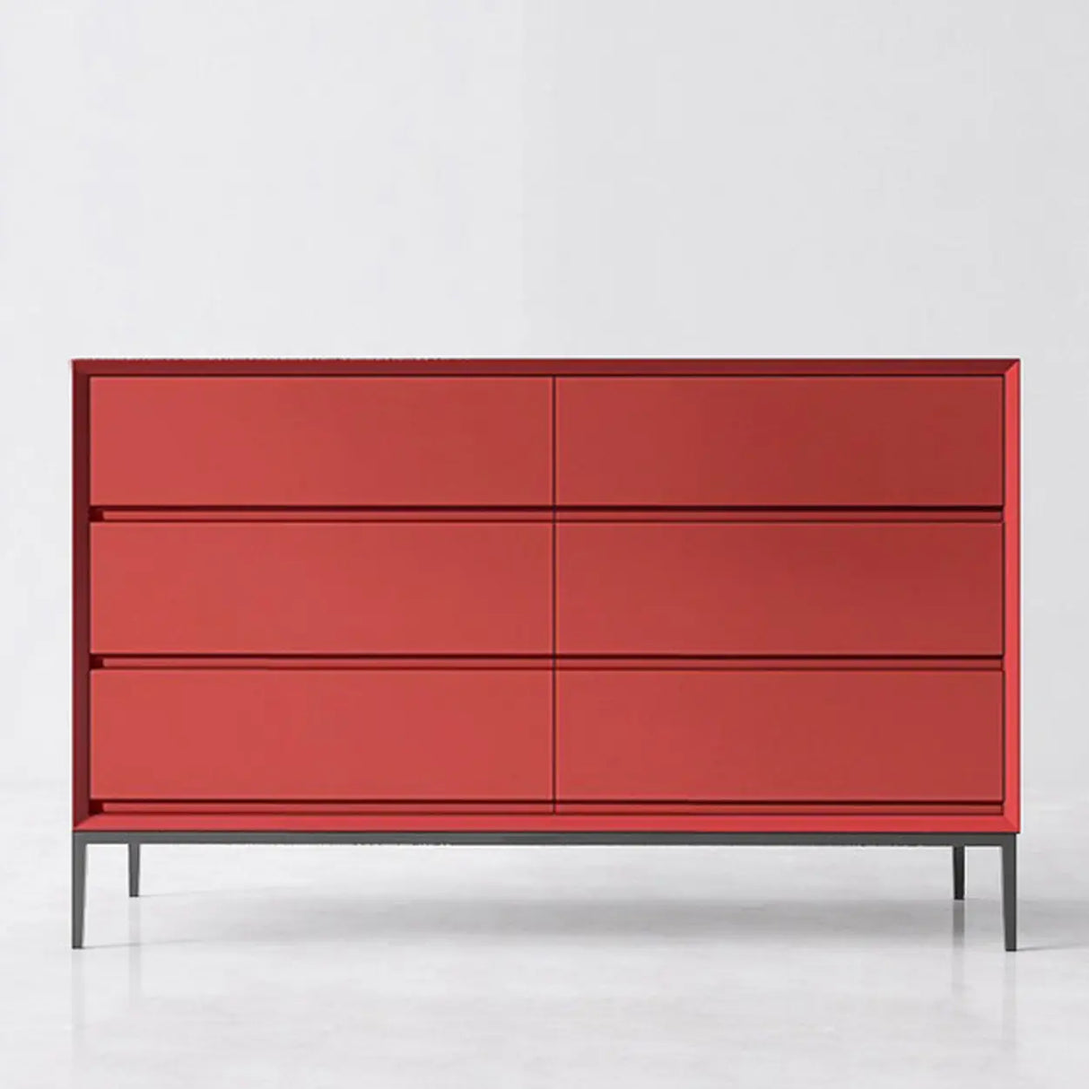 Red Finish Wooden Horizontal Dresser for Drawers Image - 6