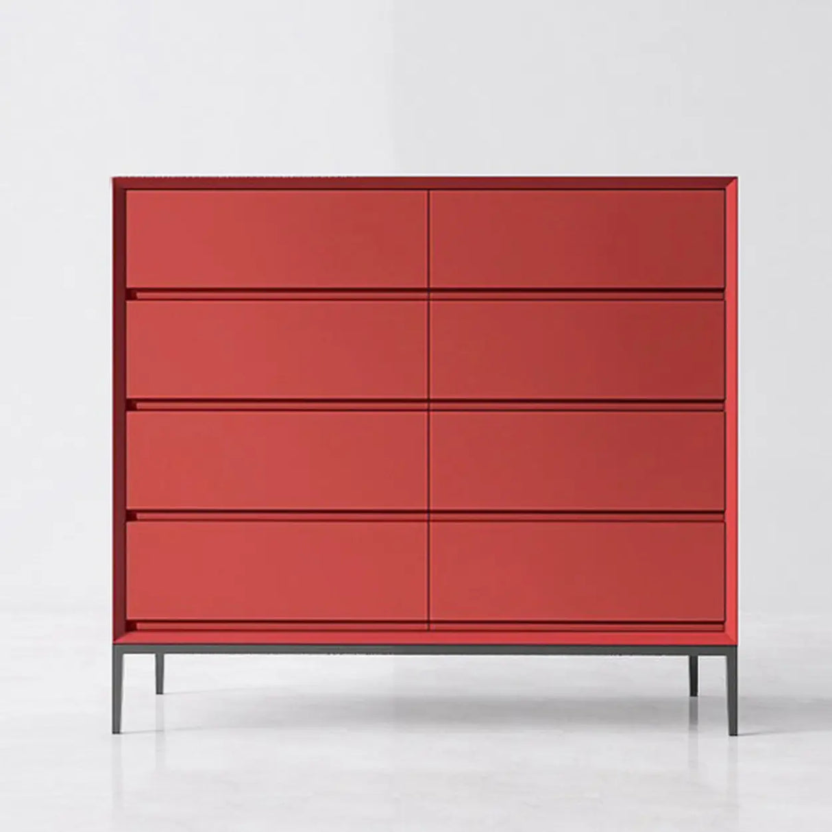 Red Finish Wooden Horizontal Dresser for Drawers Image - 11