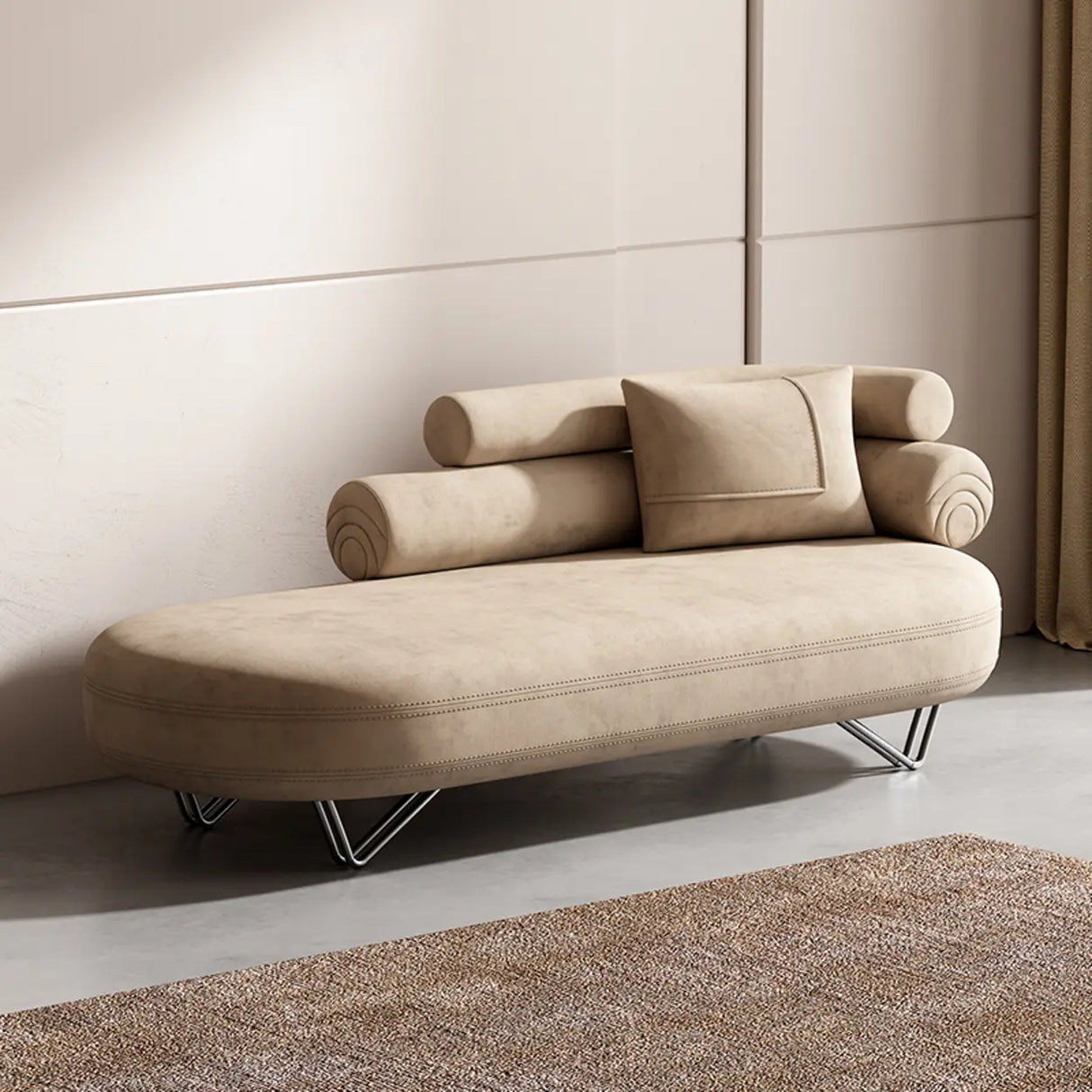 Red Flannel Wooden Frame Tufted Right-Arm Chaise Image - 3