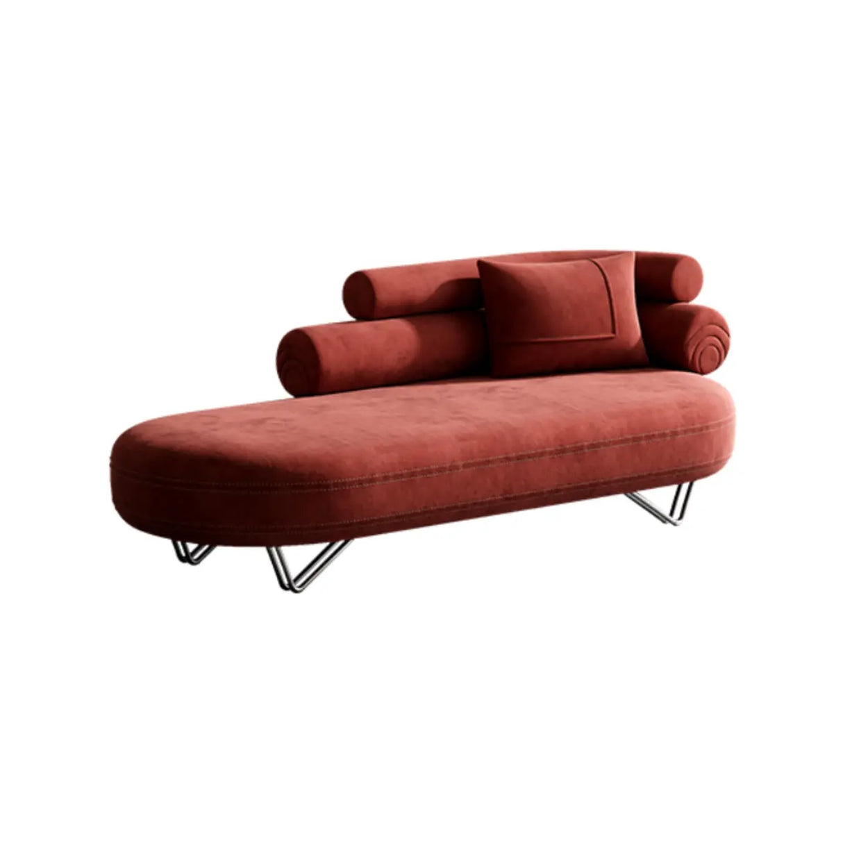 Red Flannel Wooden Frame Tufted Right-Arm Chaise Image - 4