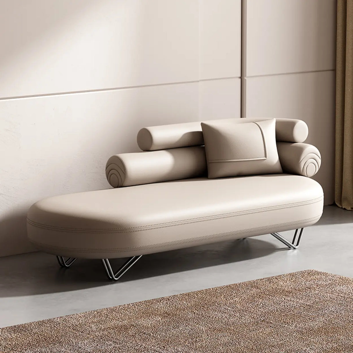 Red Flannel Wooden Frame Tufted Right-Arm Chaise Image - 6