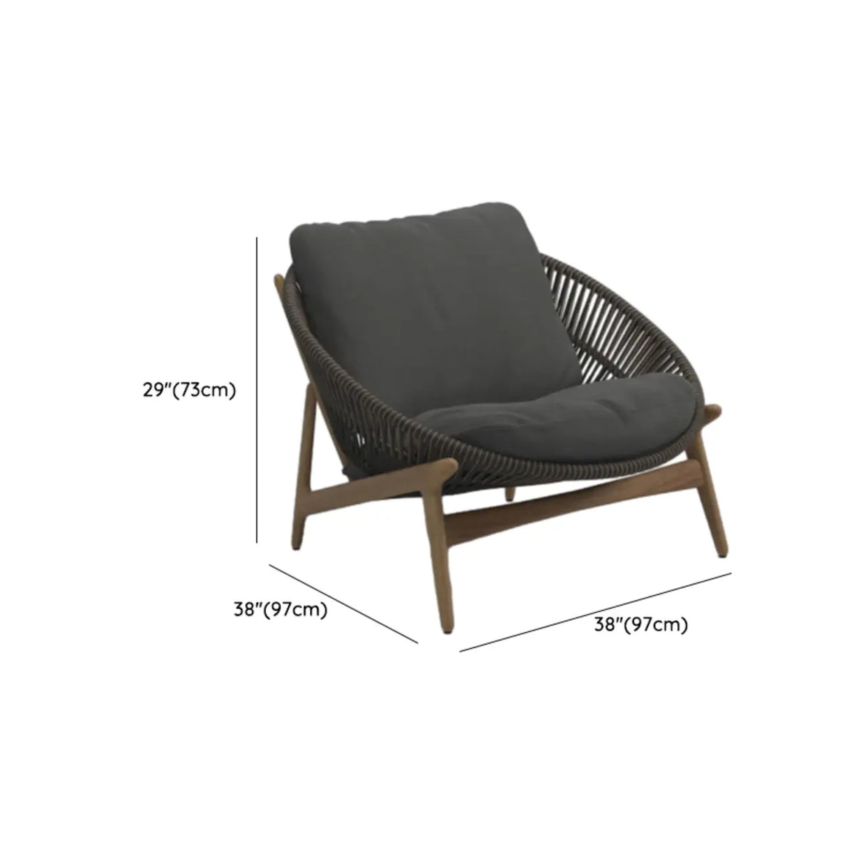 Relaxing Round Wood Frame Waterproof Gray Patio Set