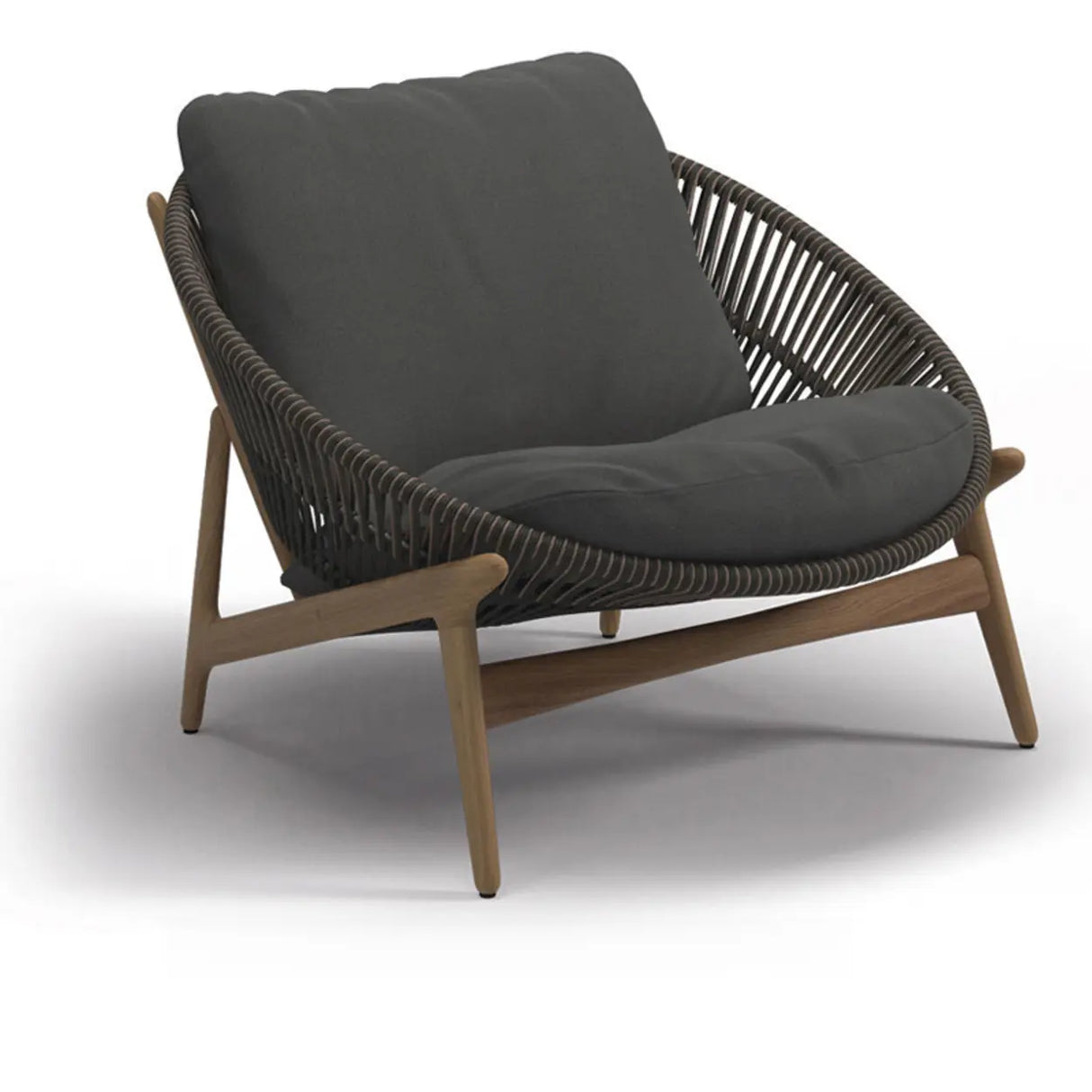 Relaxing Round Wood Frame Waterproof Gray Patio Set Image - 2