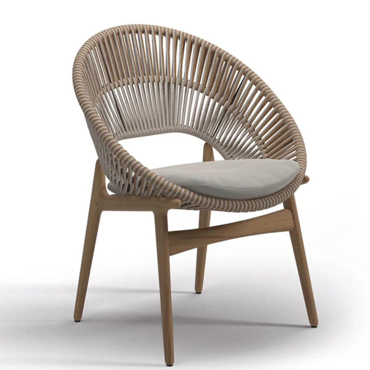 Relaxing Round Wood Frame Waterproof Gray Patio Set Image - 5