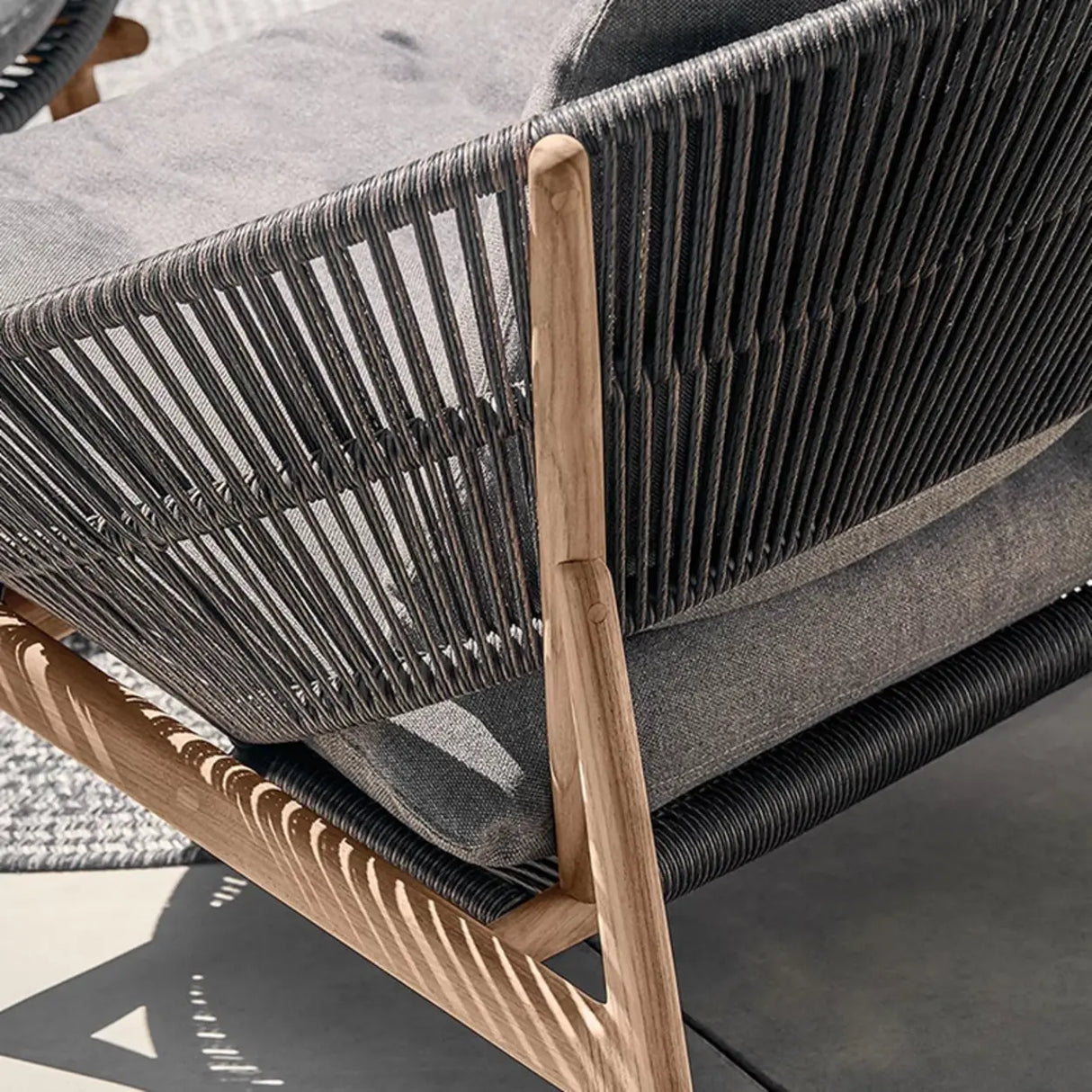 Relaxing Round Wood Frame Waterproof Gray Patio Set Image - 9