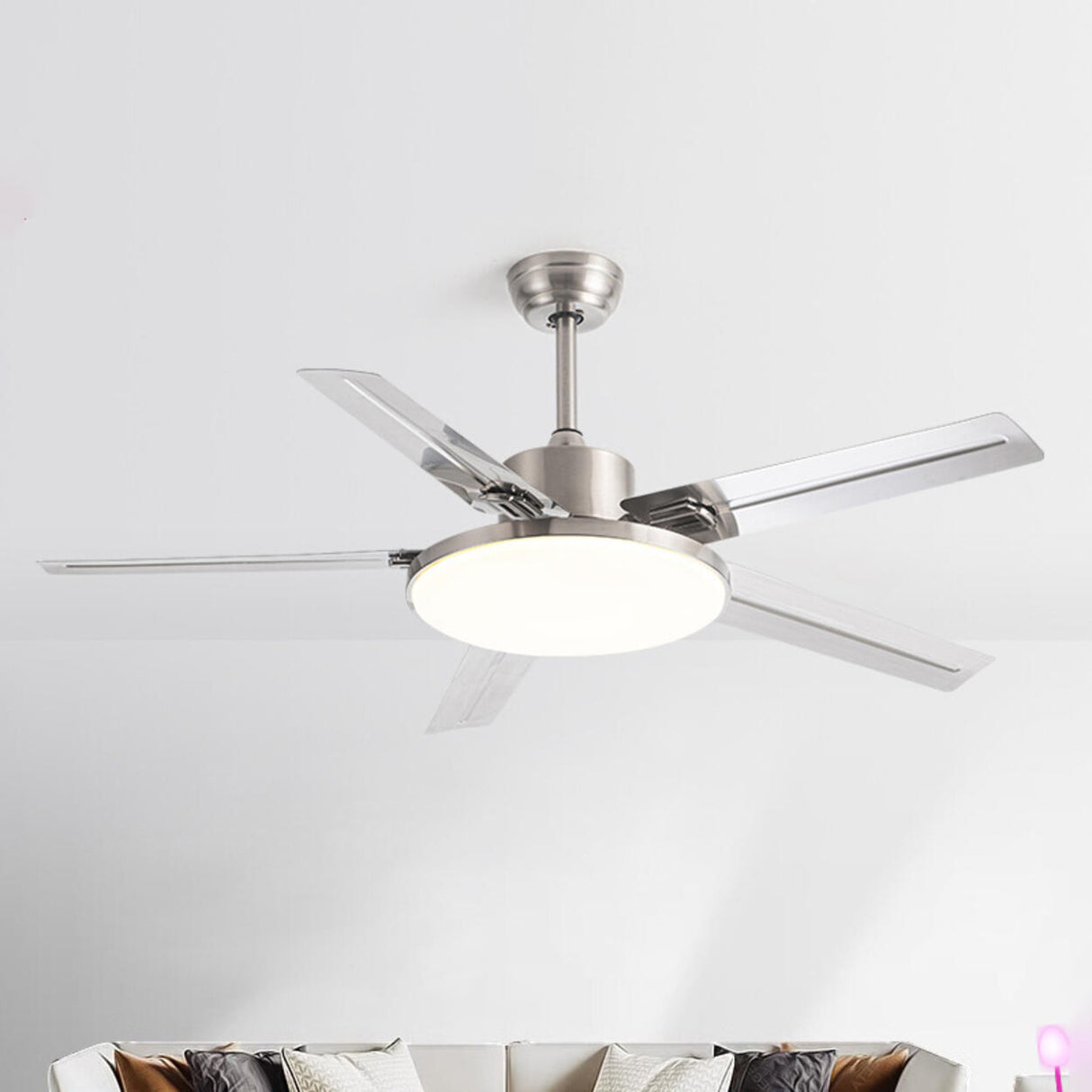 Remote Control 5 Blade Metal Ceiling Fan with LED Light Image - 1
