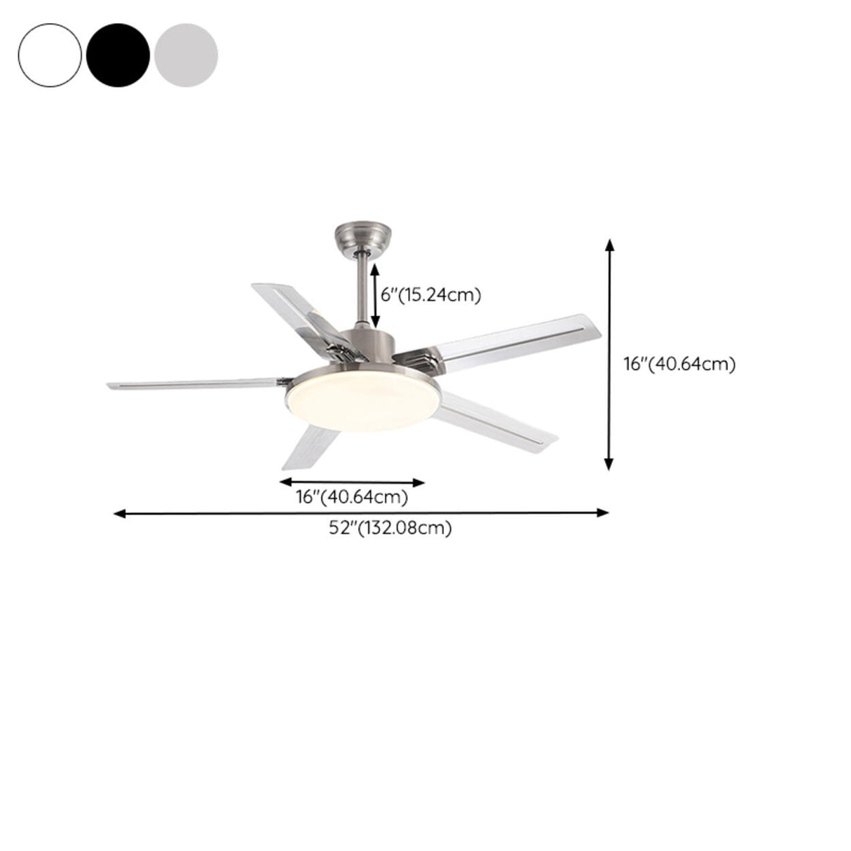Remote Control 5 Blade Metal Ceiling Fan with LED Light Image - 12
