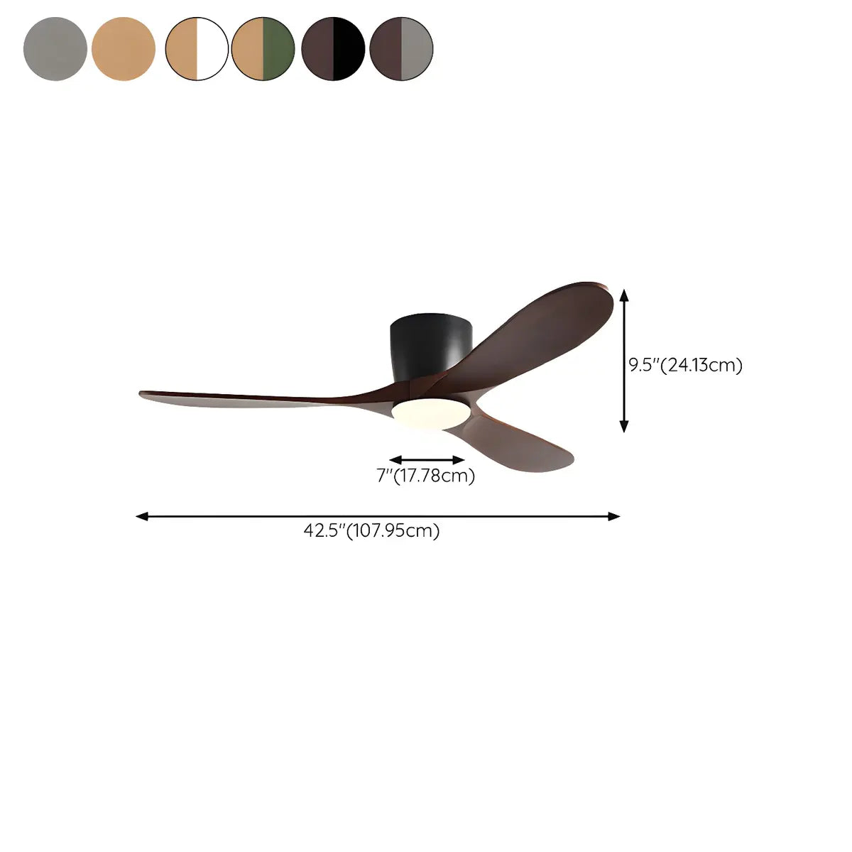 Remote Control Walnut LED Ceiling Fan with Light Fixture