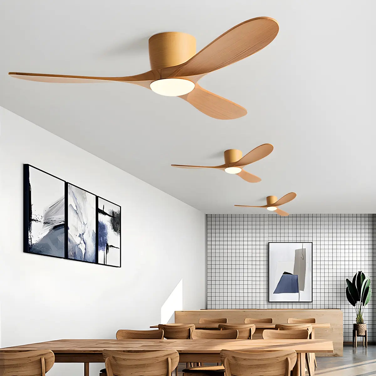 Remote Control Walnut LED Ceiling Fan with Light Fixture Image - 4