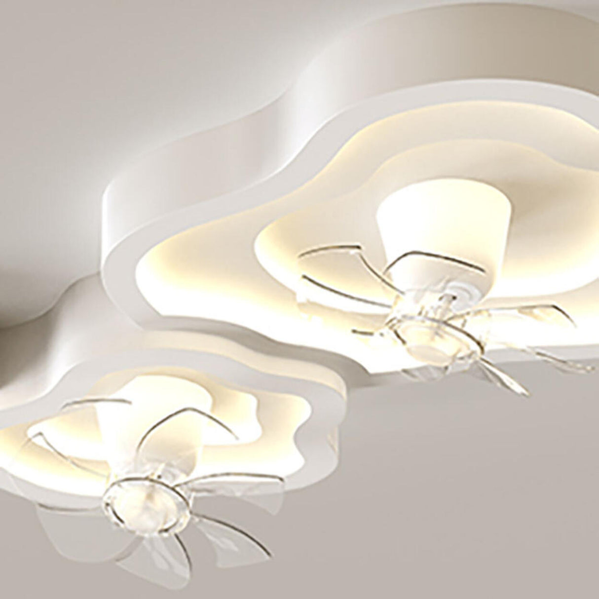 Remote Control White Cloud Ceiling Fan with LED Light Image - 10