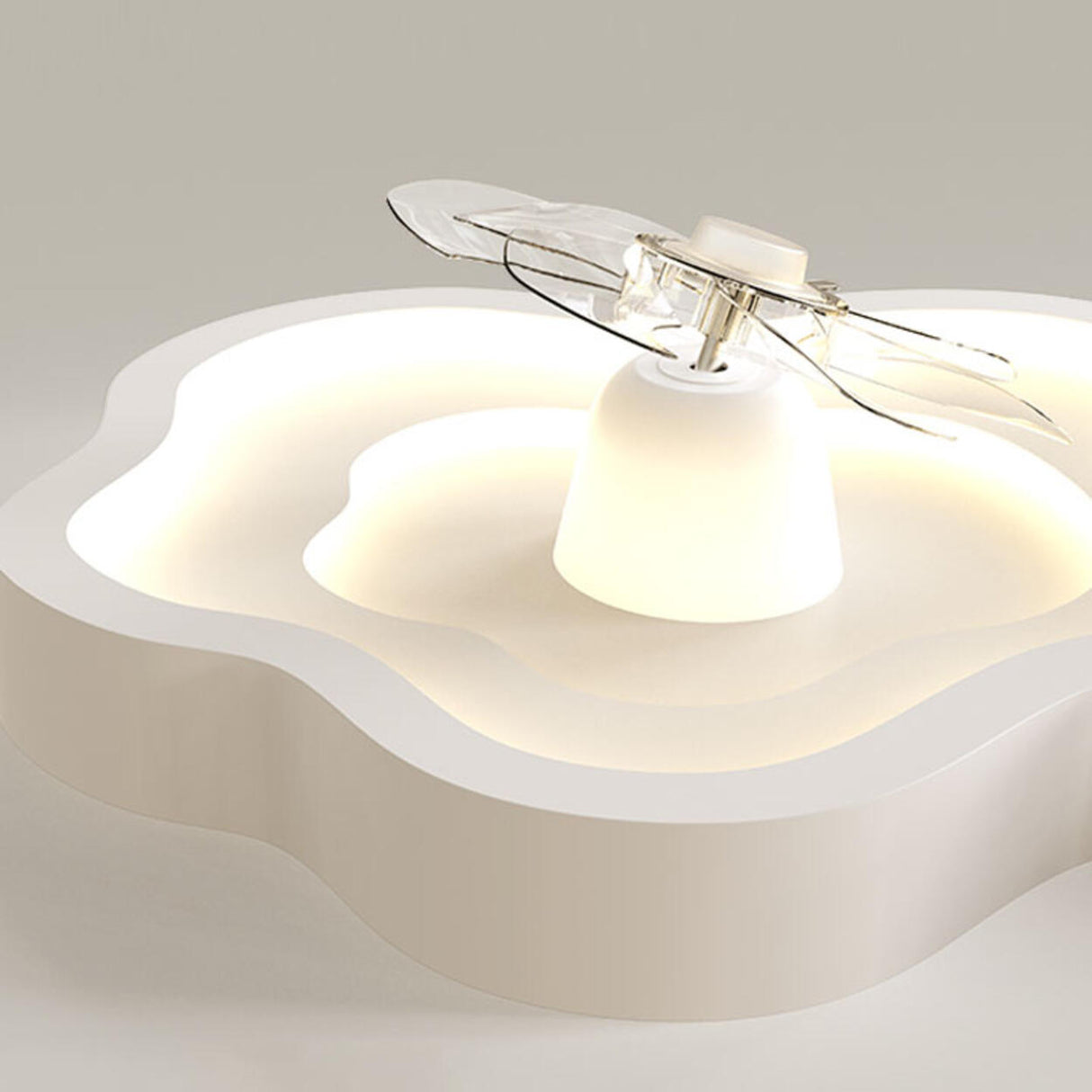 Remote Control White Cloud Ceiling Fan with LED Light Image - 11