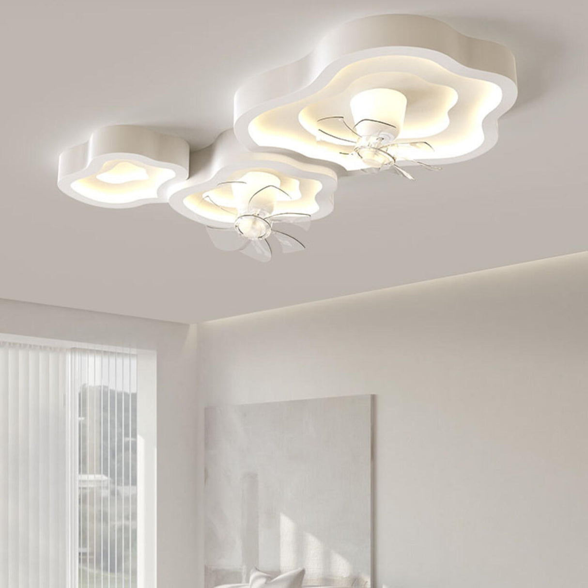 Remote Control White Cloud Ceiling Fan with LED Light Image - 3