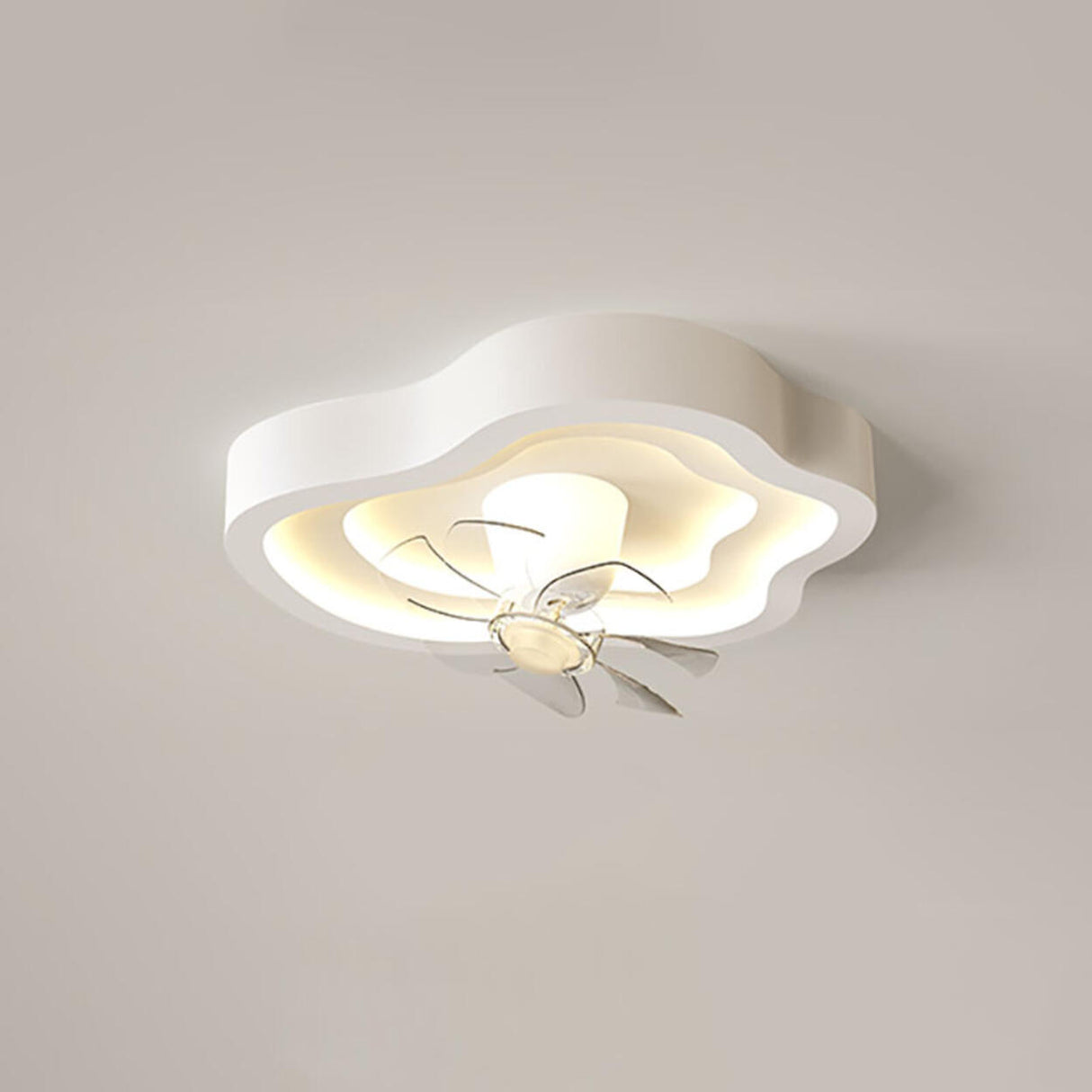 Remote Control White Cloud Ceiling Fan with LED Light Image - 6
