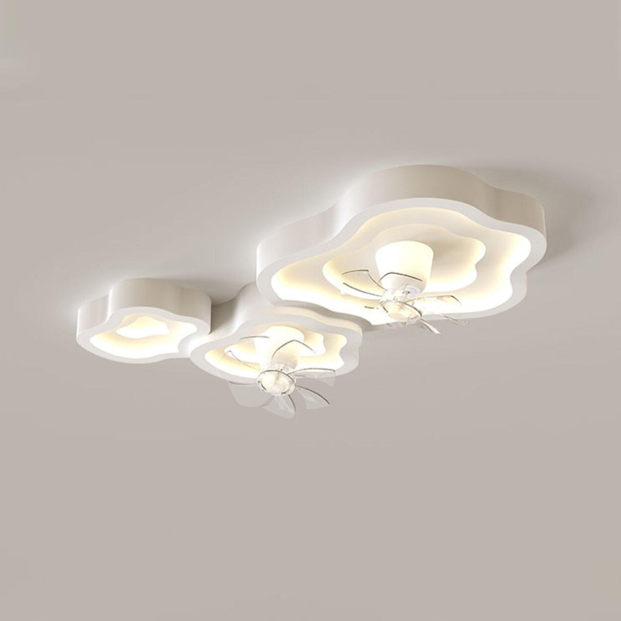 Remote Control White Cloud Ceiling Fan with LED Light Image - 7