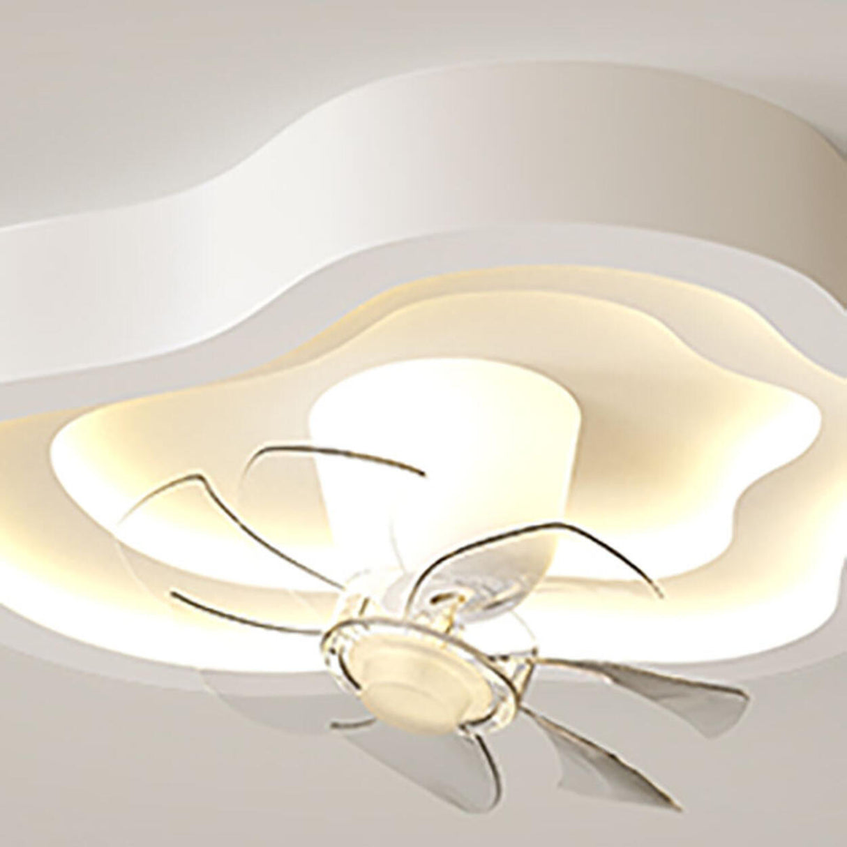 Remote Control White Cloud Ceiling Fan with LED Light Image - 9