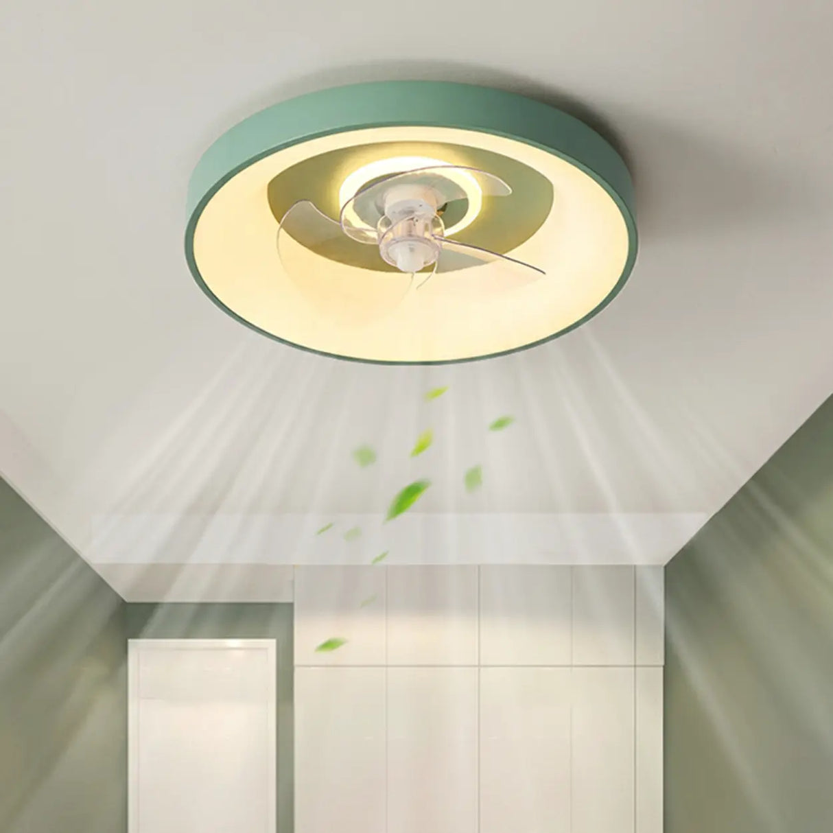 Remote Minimalist Round LED Ceiling Fan with Light Image - 1