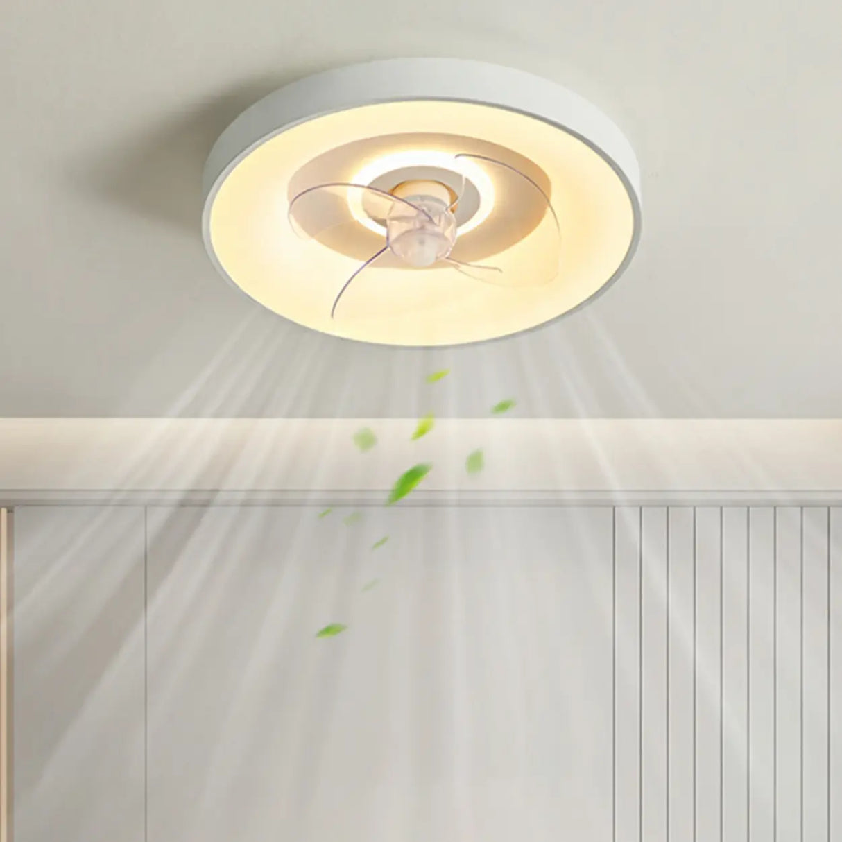 Remote Minimalist Round LED Ceiling Fan with Light Image - 2