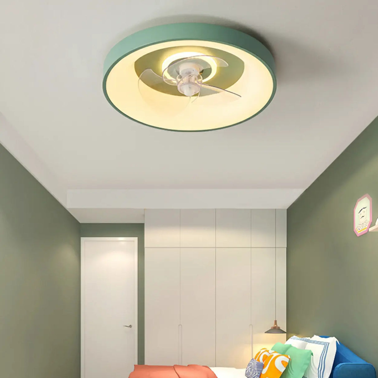 Remote Minimalist Round LED Ceiling Fan with Light Image - 3