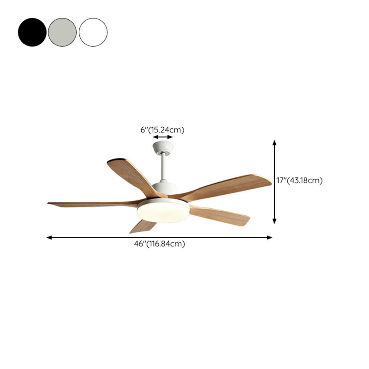 Remote Modern Wood 5 Blade Ceiling Fan with LED Light