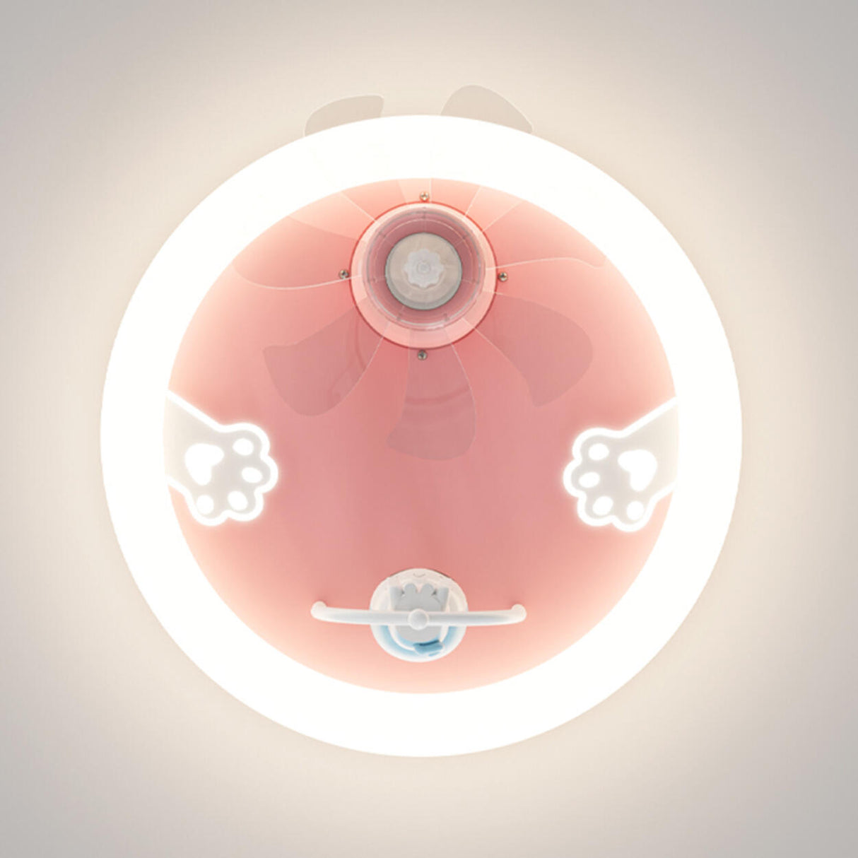 Remote Pink Round Flush Cute Cat Ceiling Fan with Light Image - 6