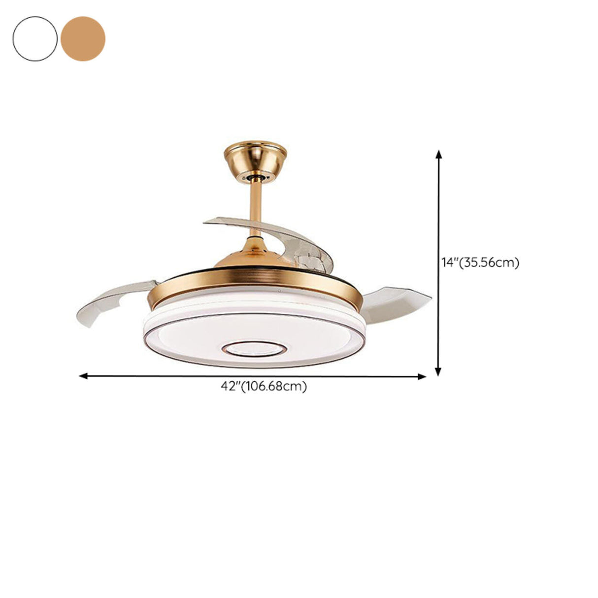 Remote Round Modern Propeller Ceiling Fan with Light
