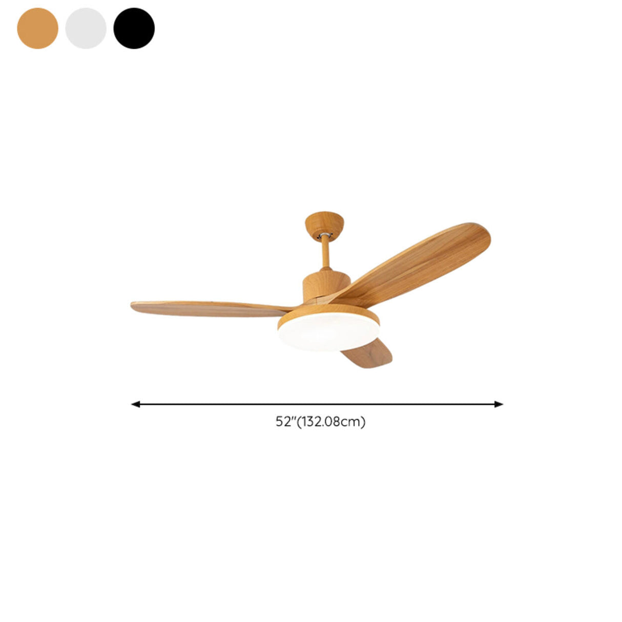 Remote Solid Wood 3 Blades LED Ceiling Fan with Light Image - 16