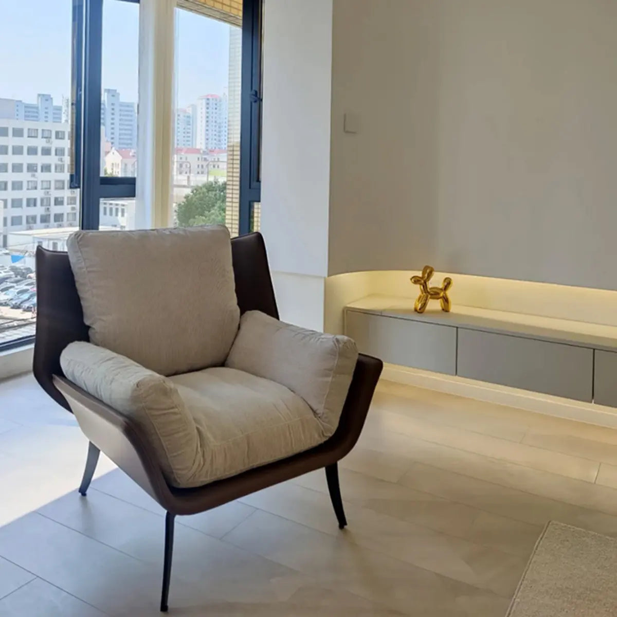 Removable Cushions Corduroy Fixed Back Accent Chair Image - 6