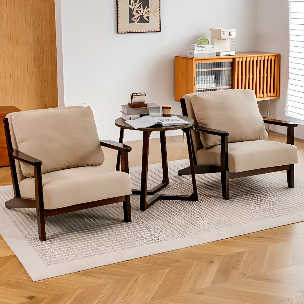 Removable Cushions Khaki Pillow Back Accent Chair Image - 1