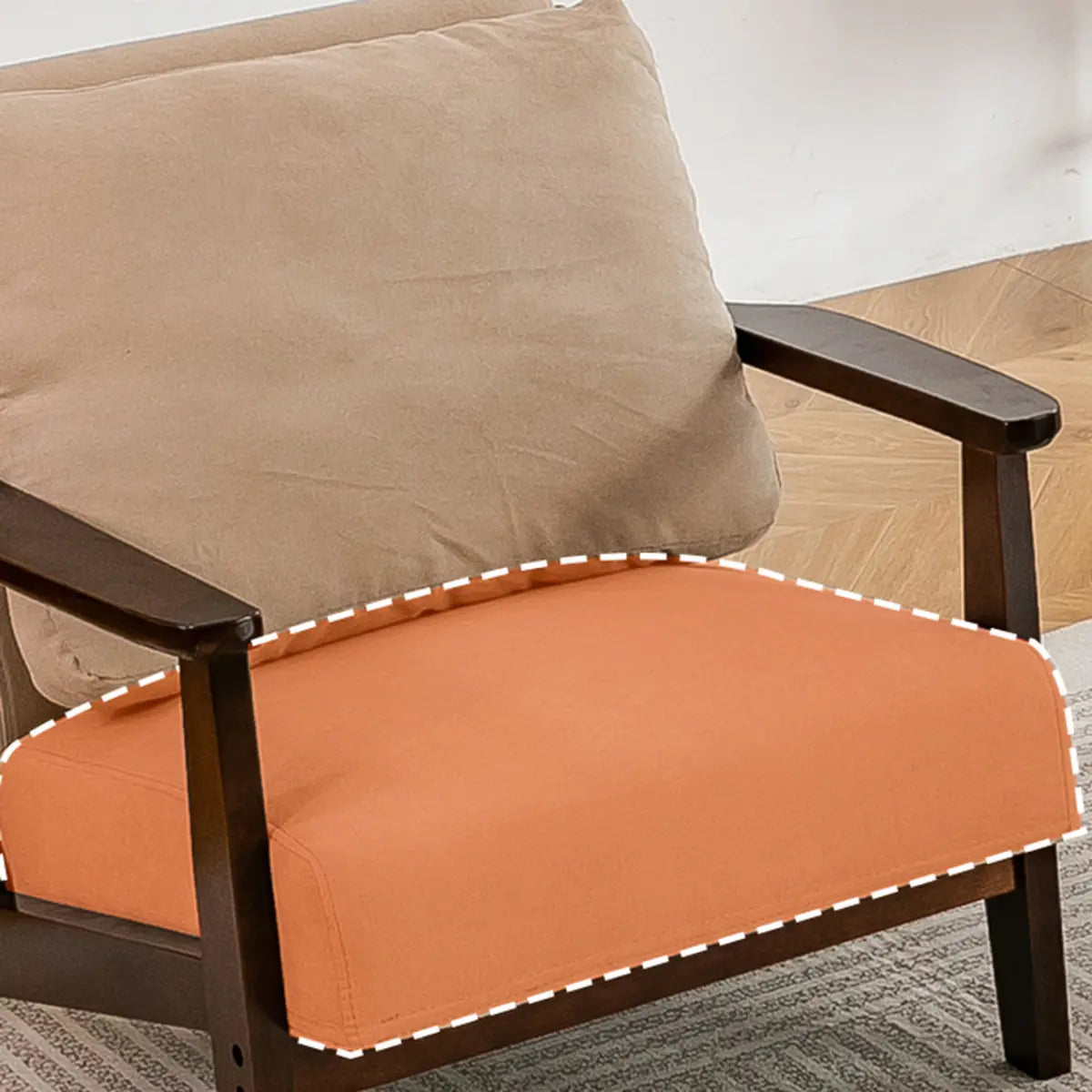 Removable Cushions Khaki Pillow Back Accent Chair Image - 12